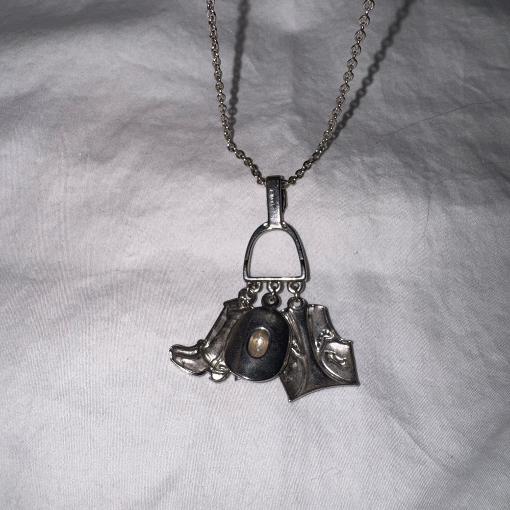 Silver Western Charm Necklace – Boho Cowgirl Statement Jewelry
